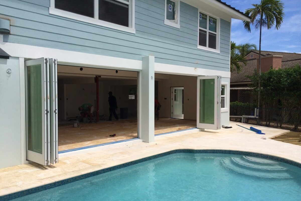 Home-garage-door-by-pool